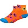 imageDEFEET  Aireator Womens 2quot Socks  For Cycling Running EverydayFlower Power Neon OrangeProcess Blue