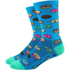 imageDEFEET  Aireator 6quot  Designs  Cycling Running Everyday SockProcess BlueMulti Colored Doughnuts