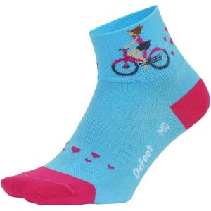 imageDEFEET  Aireator Womens 2quot Socks  For Cycling Running EverydayJoy Ride Carolina BlueFolk Pink