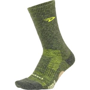 imageDEFEET  Woolie Boolie 6quot Cycling Socks  For Biking Running ampamp Everyday AdventuresBlaze Loden GreenNeon Yellow