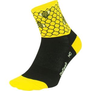 imageDeFeet  Aireator 3quot Patterned Cycling Socks  for Biking Running ampamp EverydayBlackBright Gold