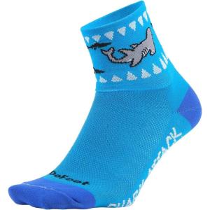 imageDeFeet  Aireator 3quot Patterned Cycling Socks  for Biking Running ampamp EverydayShark Attack