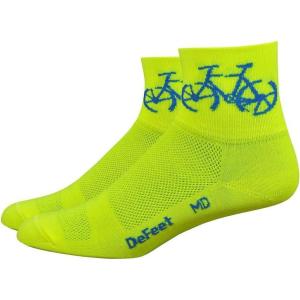 imageDeFeet  Aireator 3quot Patterned Cycling Socks  for Biking Running ampamp EverydayTownee Hivis YellowBlue