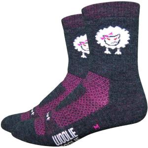 imageDeFeet  Woolie Boolie 4quot  DLogo  Quarter Sock  Cycling Running Everyday SockCharcoalNeon Pink