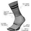 imageDEFEET  Cyclismo middensity 6inch crew Merino Wool padded fit profile sock for all active pursuitsSapphire WNeptune Stripes