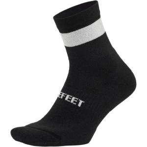 imageDEFEET  Cush 35quot Sock  NoFeel Toe Seam Arch Compression Padded Toe Box Forefoot and Heel Moisture wickingBlack WWhite Stripe