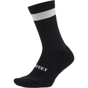 imageDEFEET  Cush 7quot High Crew Sock  No Feel Toe Seam Arch Compression Padded Fit Toe BoxBlack WWhite Stripe
