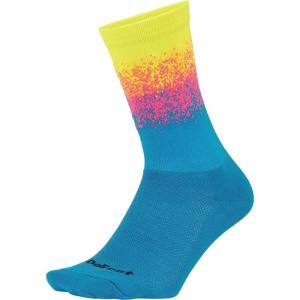 image:imageDEFEET  Aireator 6  Designs  Cycling Running Everyday SockOmbre Neon Yellow  Hivis Pink  Process Blue